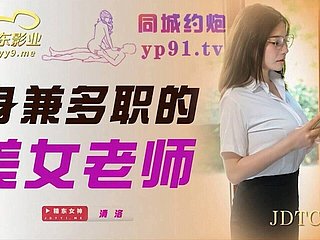 Big Breast Asian Instructor fickt großen Schwanz für Creampie - Asian Layman